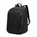 UDINE. Mochila com um compartimento de abertura total em poli&eacute;ster reciclado 300D de alta densidade (16") - Preto