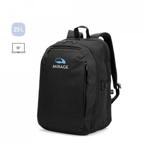 UDINE. Mochila com um compartimento de abertura total em poli&eacute;ster reciclado 300D de alta densidade (16")