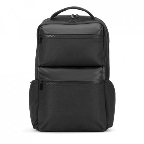 COPENHAGEN. Mochila em twill reciclado resistente &agrave; &aacute;gua com dois bolsos frontais de grande dimens&atilde;o (17.3") - Preto