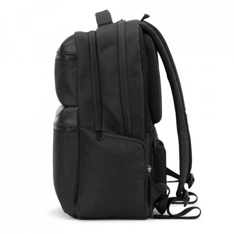 COPENHAGEN. Mochila em twill reciclado resistente &agrave; &aacute;gua com dois bolsos frontais de grande dimens&atilde;o (17.3") - Preto