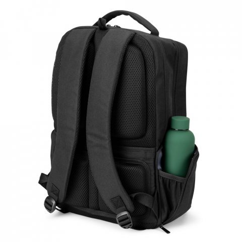 COPENHAGEN. Mochila em twill reciclado resistente &agrave; &aacute;gua com dois bolsos frontais de grande dimens&atilde;o (17.3") - Preto