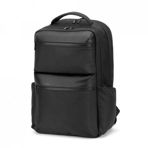 COPENHAGEN. Mochila em twill reciclado resistente &agrave; &aacute;gua com dois bolsos frontais de grande dimens&atilde;o (17.3") - Preto