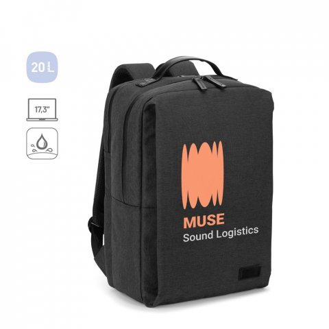 GLASGOW. Mochila para notebook (17.3") em poli&eacute;ster reciclado de alta densidade 600D (20L)
