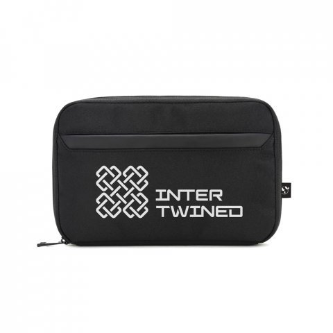 YANGON. Bolsa organizadora espa&ccedil;osa para acess&oacute;rios tecnol&oacute;gicos em poli&eacute;ster reciclado 600D twill - Preto