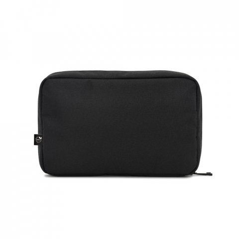 YANGON. Bolsa organizadora espa&ccedil;osa para acess&oacute;rios tecnol&oacute;gicos em poli&eacute;ster reciclado 600D twill - Preto