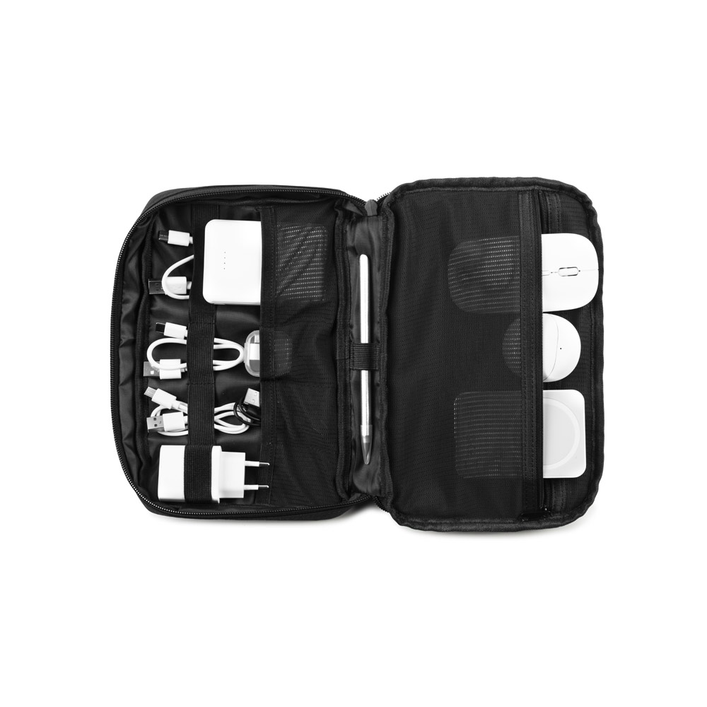 Bolsa organizadora espaçosa para acessórios tecnológicos em poliéster reciclado 600D twill — foto 4