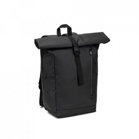 OSASCO BPACK. Mochila "Roll top" (14") em poli&eacute;ster reciclado 600D de alta densidade com revestimento resistente &agrave; &aacute;gua (20 L) - Preto