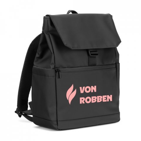 AZORES BAG. Mochila para computador port&aacute;til (16") em PU, com pala que cobre todos os compartimentos - Preto