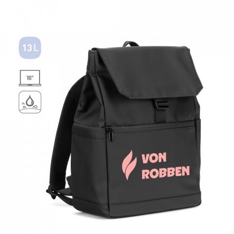 AZORES BAG. Mochila para computador port&aacute;til (16") em PU, com pala que cobre todos os compartimentos