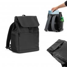 AZORES BAG. Mochila para notebook (16") em PU, com pala que cobre todos os compartimentos