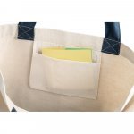EDMONTON. Sacola 100% algod&atilde;o canvas (280 g/m&sup2;) com bolso interior e al&ccedil;as e fundo coloridos - Azul