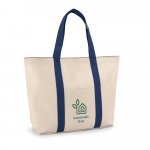 VILLE. Sacola 100% algod&atilde;o canvas (280 g/m&sup2;) com bolso frontal, bolso interior e fecho magn&eacute;tico - Azul