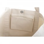 VILLE. Sacola 100% algod&atilde;o canvas (280 g/m&sup2;) com bolso frontal, bolso interior e fecho magn&eacute;tico - Natural claro
