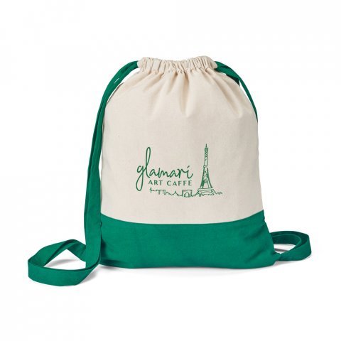 ROMFORD. Sacola tipo mochila 100% algod&atilde;o (180 g/m&sup2;) - Verde