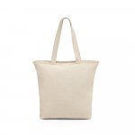 HACKNEY. Sacola 100% algod&atilde;o (280 g/m&sup2;) com fecho e bolso interior - Natural claro