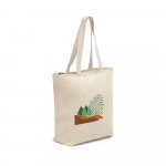 HACKNEY. Sacola 100% algod&atilde;o (280 g/m&sup2;) com fecho e bolso interior - Natural claro