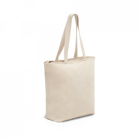 HACKNEY. Sacola 100% algod&atilde;o (280 g/m&sup2;) com fecho e bolso interior - Natural claro