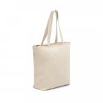 HACKNEY. Sacola 100% algod&atilde;o (280 g/m&sup2;) com fecho e bolso interior - Natural claro