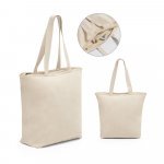 HACKNEY. Sacola 100% algod&atilde;o (280 g/m&sup2;) com fecho e bolso interior