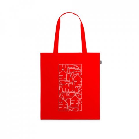 MAPUTO. Sacola 100% poli&eacute;ster reciclado 190T, produzida a partir de pl&aacute;stico reciclado - Vermelho