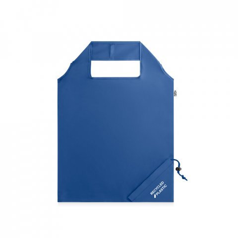 BEIRA. Sacola dobr&aacute;vel em poli&eacute;ster reciclado 190T, produzida a partir de pl&aacute;stico reciclado - Azul royal