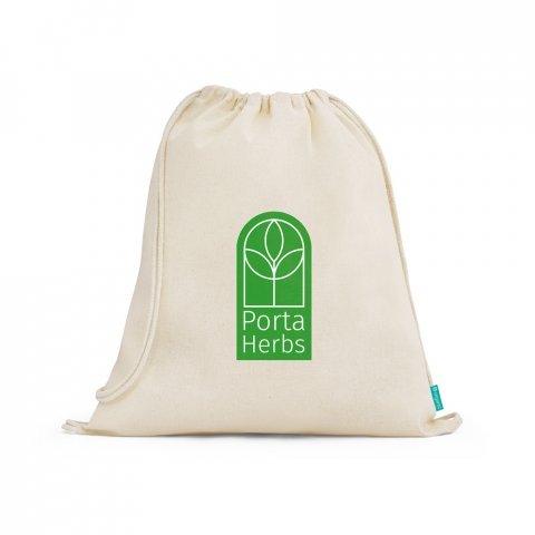 NAMPULA. Sacola tipo mochila em algod&atilde;o org&acirc;nico (120 g/m&sup2;) - Natural