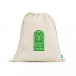 NAMPULA. Sacola tipo mochila em algod&atilde;o org&acirc;nico (120 g/m&sup2;) - Natural