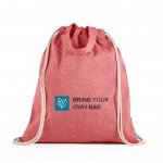 RISSANI. Sacola tipo mochila em 70% algod&atilde;o reciclado e 30% poli&eacute;ster reciclado (140g/m&sup2;) sem tingimento - Vermelho
