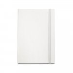 MILKY. Caderno A5 produzido atrav&eacute;s de pacotes de leite reciclados com folhas pautadas recicladas - Branco