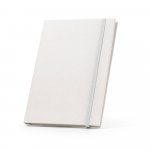MILKY. Caderno A5 produzido atrav&eacute;s de pacotes de leite reciclados com folhas pautadas recicladas - Branco