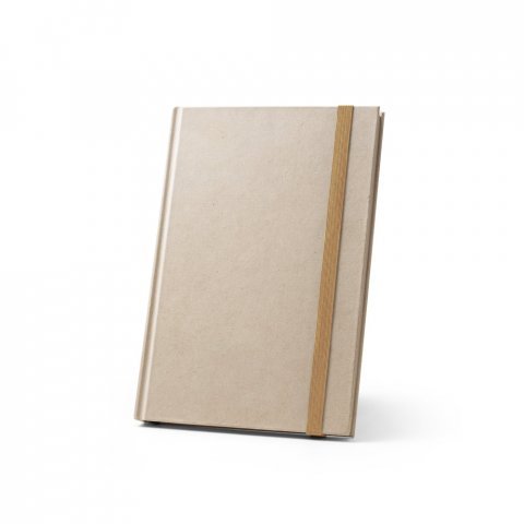 DICKINSON. Caderno A5 de capa dura em papel &agrave; base de cana-de-a&ccedil;&uacute;car (80% polpa da cana-de-a&ccedil;&uacute;car) com p&aacute;ginas pautadas - Natural