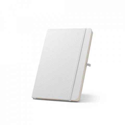 ANNE. Caderno A5 de capa dura em PET 100% reciclado, com p&aacute;ginas pautadas recicladas - Branco