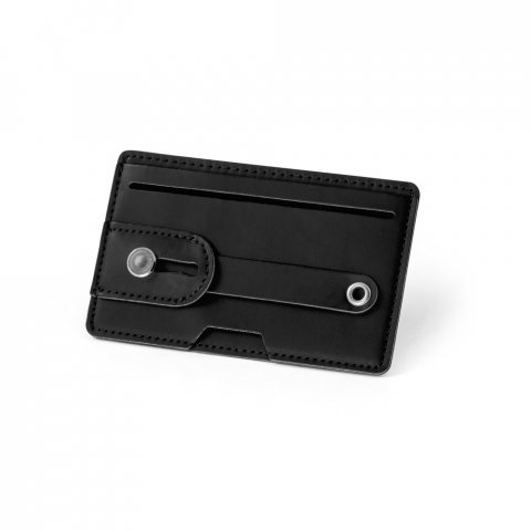 FRANCK. Porta cart&otilde;es para celular com bloqueio de RFID, em PU - Preto