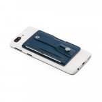 FRANCK. Porta cart&otilde;es para celular com bloqueio de RFID, em PU - Azul