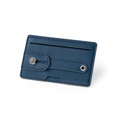 FRANCK. Porta cart&otilde;es para celular com bloqueio de RFID, em PU - Azul