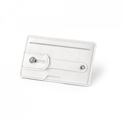 FRANCK. Porta cart&otilde;es para celular com bloqueio de RFID, em PU - Branco