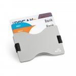 MULLER. Porta cart&otilde;es com bloqueio RFID - Cromado satinado