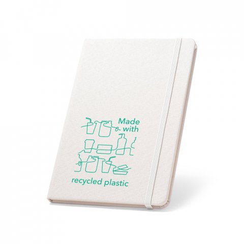 MONDRIAN. Caderno A5 de capa dura em poli&eacute;ster 100% reciclado, com tratamento antibacteriano e p&aacute;ginas pautadas - Cinza claro