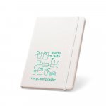 MONDRIAN. Caderno A5 de capa dura em poli&eacute;ster 100% reciclado, com tratamento antibacteriano e p&aacute;ginas pautadas - Cinza claro