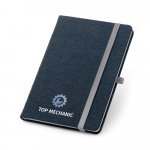 DENIM. Caderno A5 de capa dura em tecido tipo jeans com p&aacute;ginas pautadas - Azul