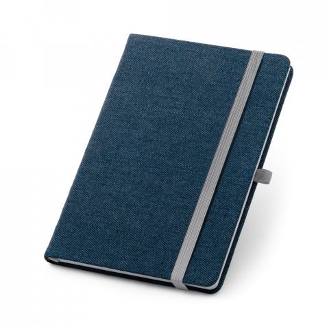 DENIM. Caderno A5 de capa dura em tecido tipo jeans com p&aacute;ginas pautadas - Azul