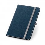 DENIM. Caderno A5 de capa dura em tecido tipo jeans com p&aacute;ginas pautadas - Azul