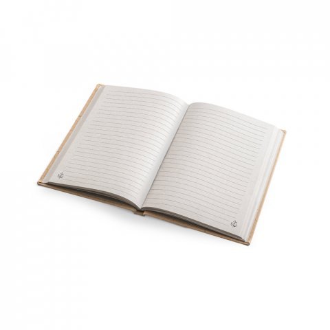 COCOPAD. Caderno A5 em casca de coco (60%) e trapos de algod&atilde;o (40%), com 160 p&aacute;ginas pautadas recicladas - Marron claro