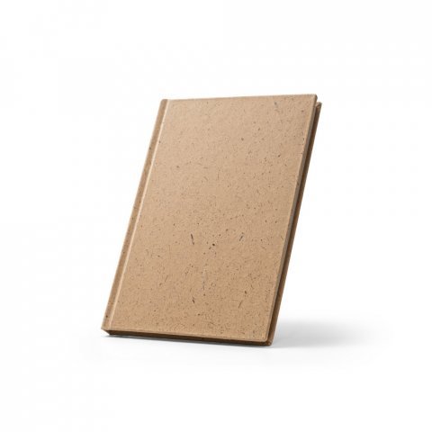 COCOPAD. Caderno A5 em casca de coco (60%) e trapos de algod&atilde;o (40%), com 160 p&aacute;ginas pautadas recicladas - Marron claro