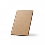 COCOPAD. Caderno A5 em casca de coco (60%) e trapos de algod&atilde;o (40%), com 160 p&aacute;ginas pautadas recicladas - Marron claro