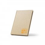 BARLEYPAD. Caderno A5 com res&iacute;duos da cevada (25%) e trapos de algod&atilde;o reciclado (75%), com p&aacute;ginas pautadas recicladas - Champanhe