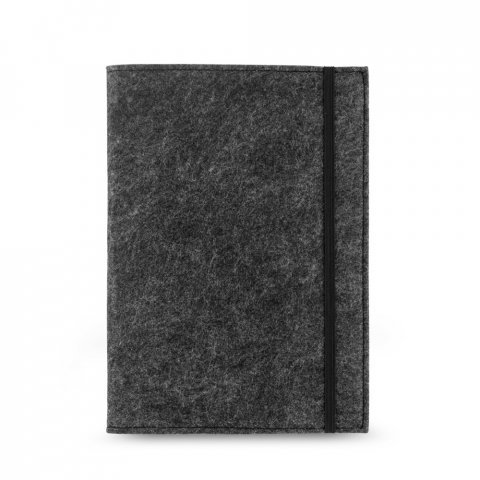 BALDWIN. Caderno A5 com capa em feltro 100% reciclado, com p&aacute;ginas pautadas recicladas - Cinza escuro