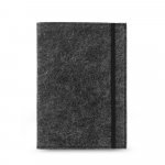 BALDWIN. Caderno A5 com capa em feltro 100% reciclado, com p&aacute;ginas pautadas recicladas - Cinza escuro