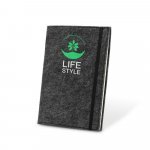 BALDWIN. Caderno A5 com capa em feltro 100% reciclado, com p&aacute;ginas pautadas recicladas - Cinza escuro