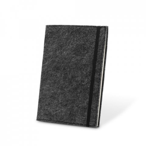 BALDWIN. Caderno A5 com capa em feltro 100% reciclado, com p&aacute;ginas pautadas recicladas - Cinza escuro